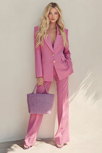 2-Piece Pink Single Breasted Women Suits